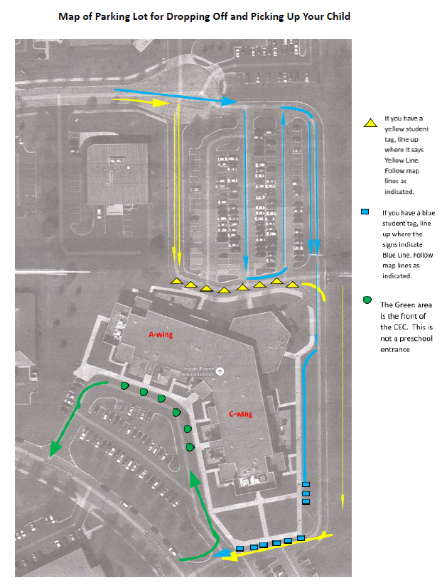 graphic map of drop off and pick up locations